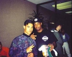 DJ Mikey D & Public Enemy's Chuck D Posing for Fan